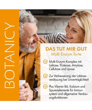  Botanicy Botanicy MULTI ENZYM FORTE - Normalizes digestion even in cases of lactose intolerance - DigeZyme multi-enzyme complex with digestive enzymes amylase protease lactase lipase and cellulase - Buy Online on GoSupps.com