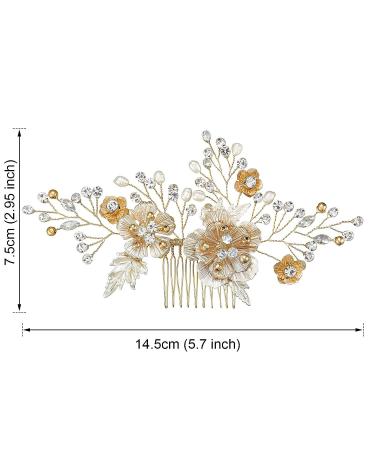 AW BRIDAL Pearl Flower Wedding Hair Comb - Gold Bridal Hair Accessories - Buy Online on GoSupps.com