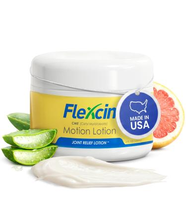 Flexcin Motion Lotion with CM8 - Joint & Muscle Therapy Cream for Back, Neck, Knee, Hand, Foot - Fast Absorbing with DMSO, Emu Oil, Aloe Vera - Non-Greasy 4oz Jar 4 Fl Oz (Pack of 1)