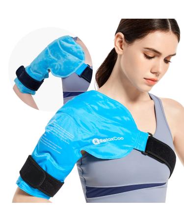 RelaxCoo Shoulder Ice Pack Rotator Cuff Cold Therapy Reusable Gel Ice Wrap for Shoulder Injuries & Pain Relief Bursitis Tendonitis Swelling Recovery for Man and Women blue