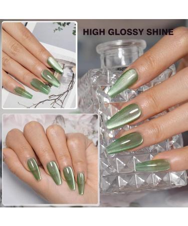 Mobray Emerald Green Cat Eye Gel Polish - 15ml UV Glitter Nail Polish with Magnet | Long-Lasting Translucent Nail Gel for Art Design - Buy Online on GoSupps.com