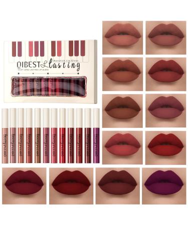 12 Colors Matte Liquid Lipstick Set Velvety Lip Gloss Lip Kit Waterproof Long Lasting Wear Nude Lip Gloss Beauty Cosmetics Gift Box Set (Set A) - Buy Online on GoSupps.com