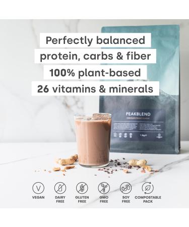 Form Peakblend - Vegan Meal Replacement Shake | High protein & fibre | 26 vitamins & minerals | meal replacement powder with no artificial sweeteners |13 servings - 1.3kg (Chocolate Peanut) - Buy Online on GoSupps.com