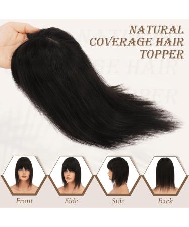 Ruwiss Real Human Hair Topper for Women | Silk Base Clip-In Crown Topper & Pony Wigs - 7.5x13cm 25cm Length 35g - Perfect for Thin Hair - Buy Online on GoSupps.com