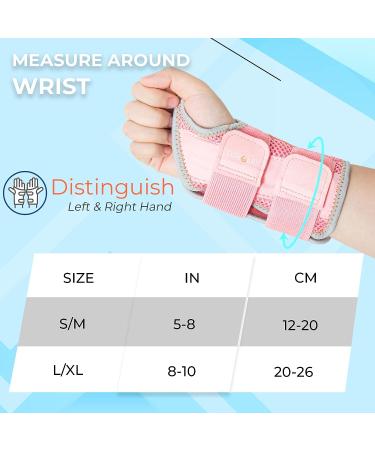 Breathable Carpal Tunnel Wrist Brace for Men & Women - Night Support with Adjustable Straps - Ideal for Tendonitis & Arthritis - Pink, S/M - Buy Online on GoSupps.com