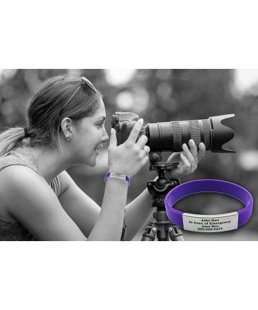 Personalized Silicone Bracelet - Custom Medical Alert & Motivational Wristbands for Men & Women - Medium Purple Couples Rubber Bracelets - Buy Online on GoSupps.com