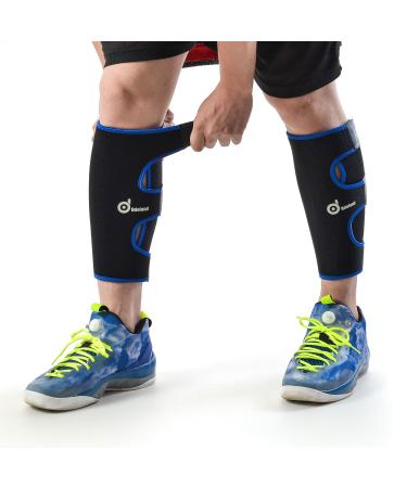 Odoland Adjustable Calf Support - Compression Stockings for Muscle Tear Relief - Blue - 1 Pair - Buy Online on GoSupps.com