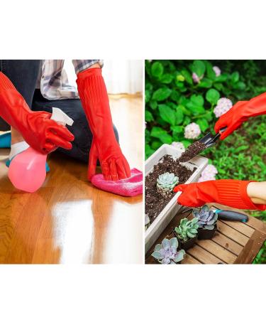 VGO RB2143 Reusable Long Sleeve Rubber Cleaning Gloves - 10 Pairs for Kitchen Dishwashing Painting and Pet Care - Green & Red - Buy Online on GoSupps.com