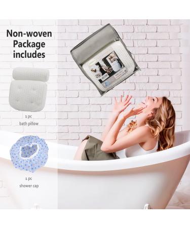 AEROiVi Bathtub Pillow - Neck and Back Support with Non Slip Suction Cups | Spa Bath Cushion - Buy Online on GoSupps.com