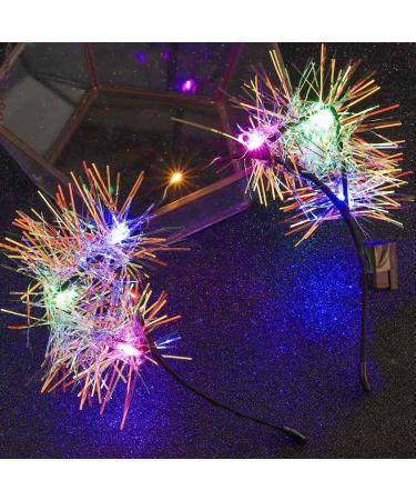BARTOSI Light Up Headband Cat Ears Headband Rave Accessories for Party Led Luminous Hairband with Color Change LED Lights Headdress Halloween Headpiecie Hair Accessories for Women (1PCS)
