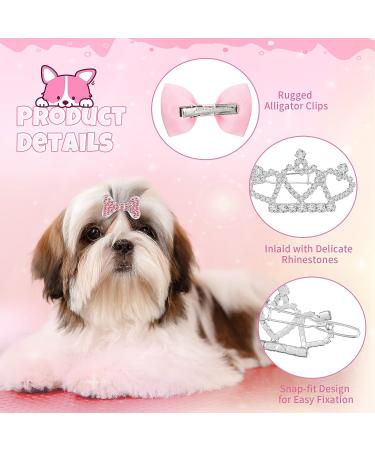 Janinka 29 Pcs Dog Hair Bows: 12 Pairs with Clips, 5 Tiara Crown Accessories | Cute Rhinestone Barrettes for Grooming - Buy Online on GoSupps.com