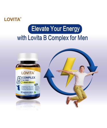 Lovita Timed-Release B Complex for Men | 8-Hour Energy & Nutrient Metabolism Support with 10 Vitamin Bs Vegetarian Tablets (60 Count) 60 Count (Pack of 1) - Buy Online on GoSupps.com