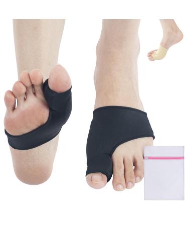 360 RELIEF Silicone Bunion Corrector with Gel Pads - Big Toe Separator Straightener Hallux Valgus Pain Relief Soreness Scientific Correction of Bunion | 1x Pair Black Large with Mesh Laundry Bag Black L