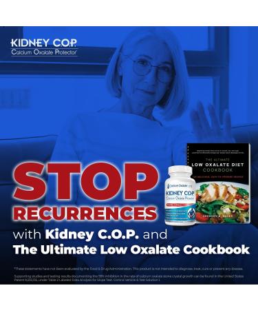 KIDNEY C.O.P. Calcium Oxalate Protector 120 Capsules Patented Kidney Support for Calcium Oxalate Crystals Stop Recurrence (Starter Pack - (120 Caps) and 1 Ultimate Low Oxalate Diet Cookbook) - Buy Online on GoSupps.com