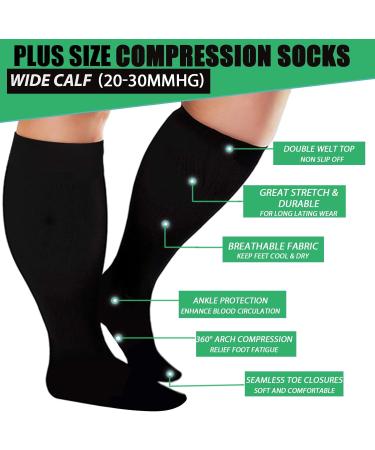 Get-Fa Oversize Compression Stockings - 3 Pairs 20-30 mmHg Knee-High Support for Men & Women Wide Calf Extra Large - Improved Blood Circulation - Buy Online on GoSupps.com
