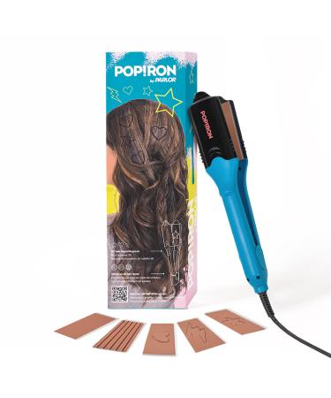PopIron Hair Straightener & First 3D Image Hair Imprinting Iron - Comes with 5 Different Plates Including Hair Straightener, Crimper, and 3 Fun Shapes. Perfect hot Tool for Hair Art or Festival Hair!
