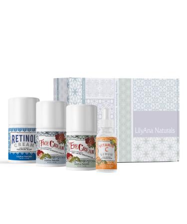 LilyAna Naturals Skincare Gift Set - Retinol Cream, Vitamin C Serum, Eye Cream and Face Cream Moisturizer - Anti Aging Skin Care Sets for Women Core 4 Gift Set