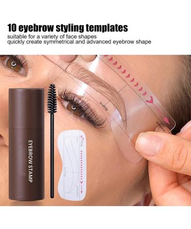 Eyebrow Stamp Kit Long Lasting Waterproof Eyebrow Powder Set Brow Stamp Shaping Kit Eyebrow Definer With 10 Reusable Eyebrow Stencils 2 Eyebrow Pen Brush - Hairline Shadow Powder Stick(Dark brown) - Buy Online on GoSupps.com