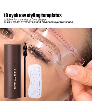 Eyebrow Stamp Kit - Long Lasting Waterproof Powder Shaping Set with 10 Reusable Stencils & 2 Pens for Perfect Definition - Buy Online on GoSupps.com