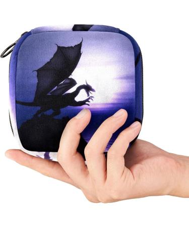 Night Moonlight Dragon Sanitary Napkin Storage Bag - Portable Period Bag for Women & Teens | Menstrual Cup Pocket - Buy Online on GoSupps.com