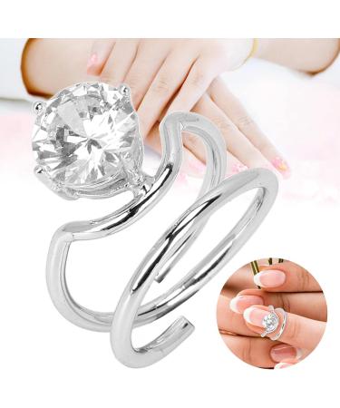 Rhinestone Fingernail Ring - Adjustable Finger Tip Nail Art Charm for Women/Girls - Silver 3053 - Buy Online on GoSupps.com