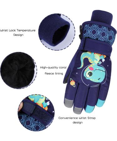 Buy QKURT Children's Skiing Gloves - Warm Thickened Windproof Dinosaur Pattern Gloves for Toddlers - Perfect for Winter Skating & Tobogganing - Multicolored A XS - Buy Online on GoSupps.com