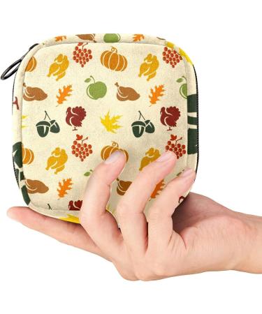 Pumpkin Turkey Sanitary Napkin Storage Bag | Portable Period Kit Pouch for Menstrual Cup & Sanitary Pads | Zipper Closure | Women, Teen Girls, Ladies - Color 5 - Buy Online on GoSupps.com