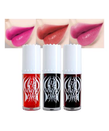 3 Colors Lip Stain Set - Long Lasting Lip Tint Gloss Water Lip Stain - Non Sticky & Waterproof Tinted Lip Balm - Moisturizing Lip & Cheek Stain Gifts Set for Women & Girls