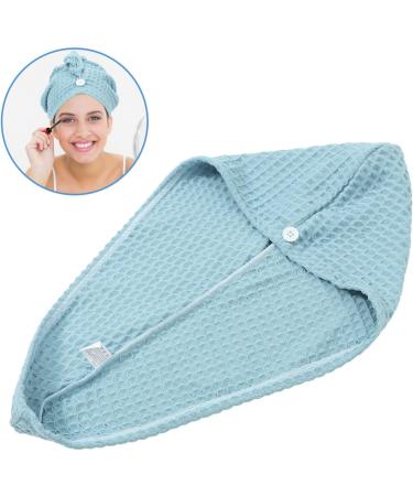 Buy Hair Drying Towel Turban - Waffle Button Wrap for Long Hair | Women's Shower Hair Wrap - Blue - Buy Online on GoSupps.com