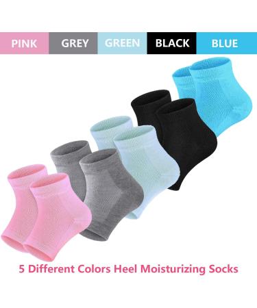 Gel Lined Open Toe Moisturizing Heel Socks for Dry Cracked Heels - 5 Pack - Buy Online on GoSupps.com