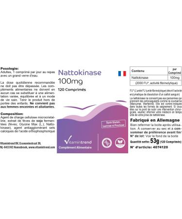 Nattokinase 100mg | 4-Month Supply | 2000 FU per Tablet | 120 Vegan Tablets | High Dosage | Vitamintrend  - Buy Online on GoSupps.com