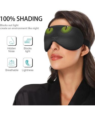 Kaskirky Light Blocking Eye Mask for Business Travel & Meditation - Adjustable for Men and Women, Deep Sleep Comfort, Fat Cat Green Eye Design - Buy Online on GoSupps.com