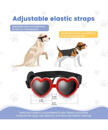UV Protective Heart Shape Dog Sunglasses - Adjustable Windproof & Waterproof for Small Dogs (Red) - Buy Online on GoSupps.com