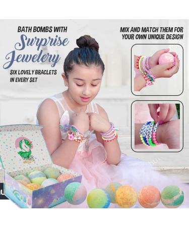 Unicorn Bath Bombs for Girls - 6 Pack with Jewelry Inside & Gift Box - Natural & Organic, Skin Moisturizing Bath Bombs for Kids - Birthday Gift - Buy Online on GoSupps.com