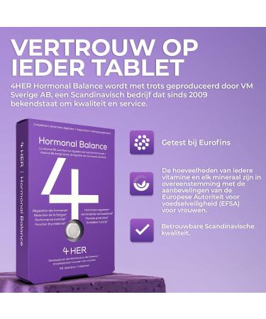 VM Sverige AB 4 HER Hormone Balance for Women 60 Vegan Tablets with Damiana Ginseng Saffron & Vitamin B6 Hormonal Balance for Women Reduced Fatigue and Mental Performance - Buy Online on GoSupps.com