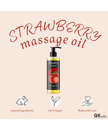 Organic Strawberry Sensual Massage Oil - 200ml Edible Premium Oil for Body Massages & Kissing - Perfect for Enjoyable Intimacy - Buy Online on GoSupps.com