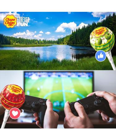 Chupa Chups - Bag of 16 Best Of Lollipops - 4 Assorted Fragrances - Chupa Chups Cola Milky Strawberry and Apple - Fruit Pulp Lollipops - Gluten Free and No Sweeteners - Pack of 6 Sachets - Buy Online on GoSupps.com