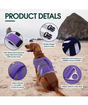 Kuoser Dog Life Jacket | Durable & Buoyant Swim Vest for Small to Large Dogs | High Safety Dog Swimming Vest - Purple XS - Buy Online on GoSupps.com