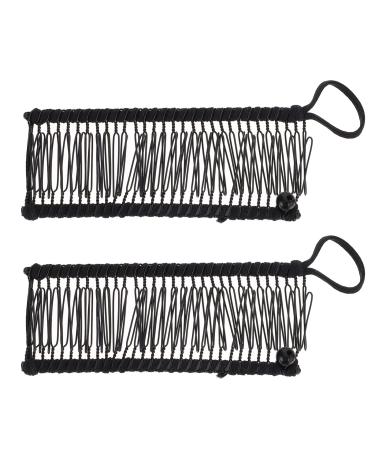 KALLORY 2pcs Banana Hair Clips  Vintage Stretch Banana Clincher No Crease Hair Grip Hair Styling Tool for Women (Black) 11.5X4.3X1CM Black