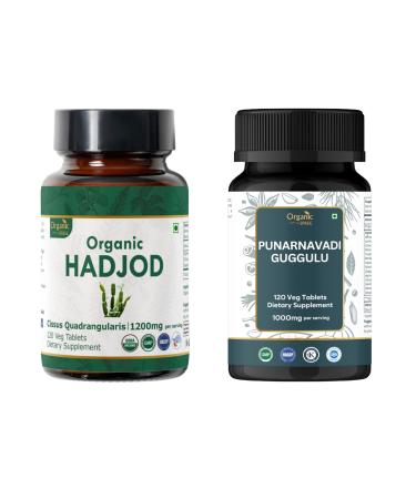 ORGANIC SPREE Hadjod & Punarnavadi Guggulu Supplement 120 Tablets Each USDA Organic Cissus Quadrangularis