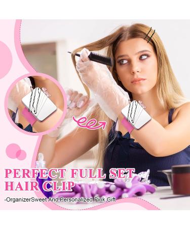 Inbagi Magnetic Bobby Pin Holder Set - Pink | Magnetic Hair Clip Organizer with Wrist Strap Bracelet, 2 Hair Combs, 30 Bobby Pins - Buy Online on GoSupps.com