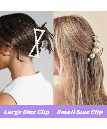 DEEKA 8 Pcs Large Pearl Hair Claw Clips - White & Black Hair Accessories for Women and Girls - Multisize Pack of 8 - Buy Online on GoSupps.com