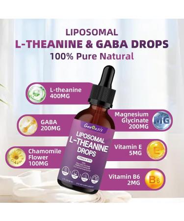 Liposomal L-Theanine with GABA Liquid Drops Theanine 400 mg Supplement for Kids & Adults with Magnesium Glycinate Chamomile Flower Vitamin E & B6 Stress Relief zzZ & Relaxation Support 2 FL OZ - Buy Online on GoSupps.com