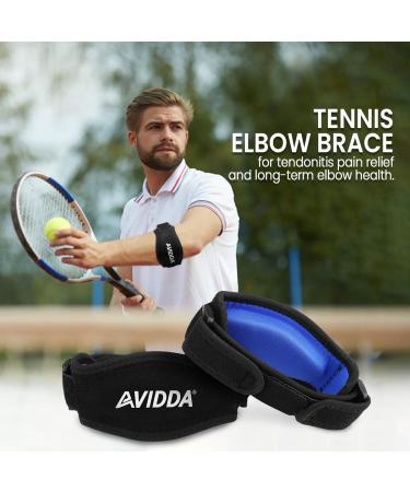 AVIDDA Tennis Elbow Support Strap 2 Packs Adjustable Elbow Brace with Compression Pad for Tennis Elbow Golfers Elbow Pain Relief Men Women Blue 2 Pack Blue - Buy Online on GoSupps.com