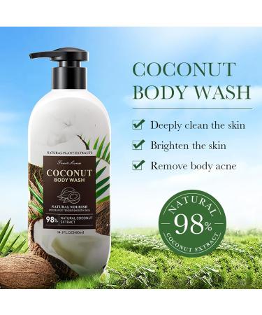  Boxiatil Coconut Body Wash 400ml gentle body wash hypoallergenic cleanser for dry and sensitive skin sulfate-free paraben-free odor-eliminating fresh for women and men - Buy Online on GoSupps.com