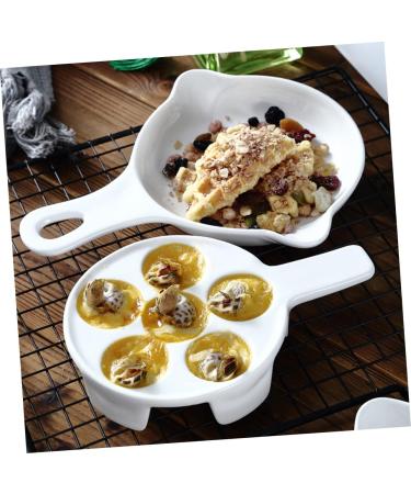 Mikinona 1pc Baked Snails Escargot Dish for Kitchen Server Dish Tableware Plate Escargot Cooking Mushroom Snail Dish Snail Bakeware Escargot Baking Ceramics Food Server Disk White 17X2.9CM White - Buy Online on GoSupps.com