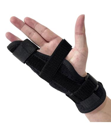 Boxer Break Metacarpal Splint Brace - 4th or 5th Finger Splint Support - Straightening for Trigger Finger Injury Fracture Broken Tendonitis - Adjustable Fit Right or Left (Large)