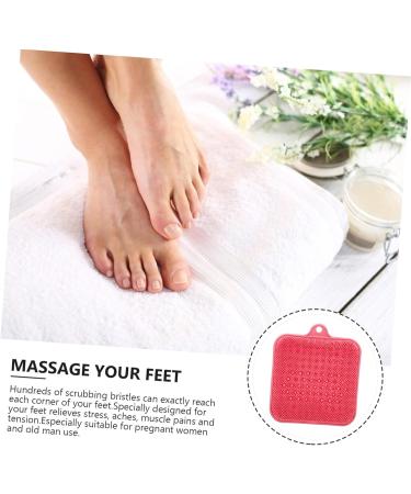 Fomiyes Silicone Foot Massage Cushion | Suction Bath Foot Scrubber & Washer | Pink PVC Foot Pillow for Shower Cleaning (26.5x23x3.5cm) - Buy Online on GoSupps.com