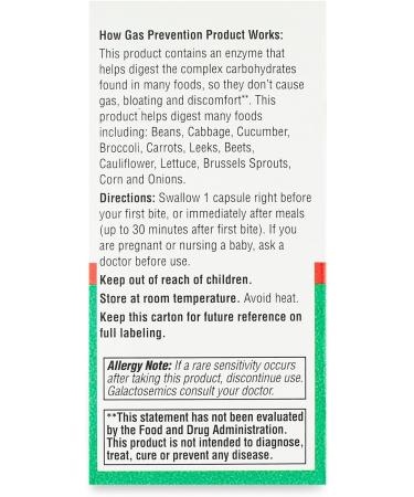 Equate Gas and Bloating Relief Prevention Food Enzyme Dietary Supplement Capsules 100 Count (Pack of 1) - Set by Basket Goods - Buy Online on GoSupps.com