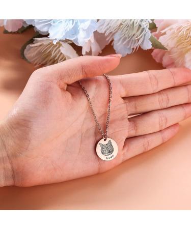 Memediy Personalized Pet Portrait Necklace - Engraved Pet Remembrance Gifts in Rose Gold for Dog & Cat Lovers - Buy Online on GoSupps.com